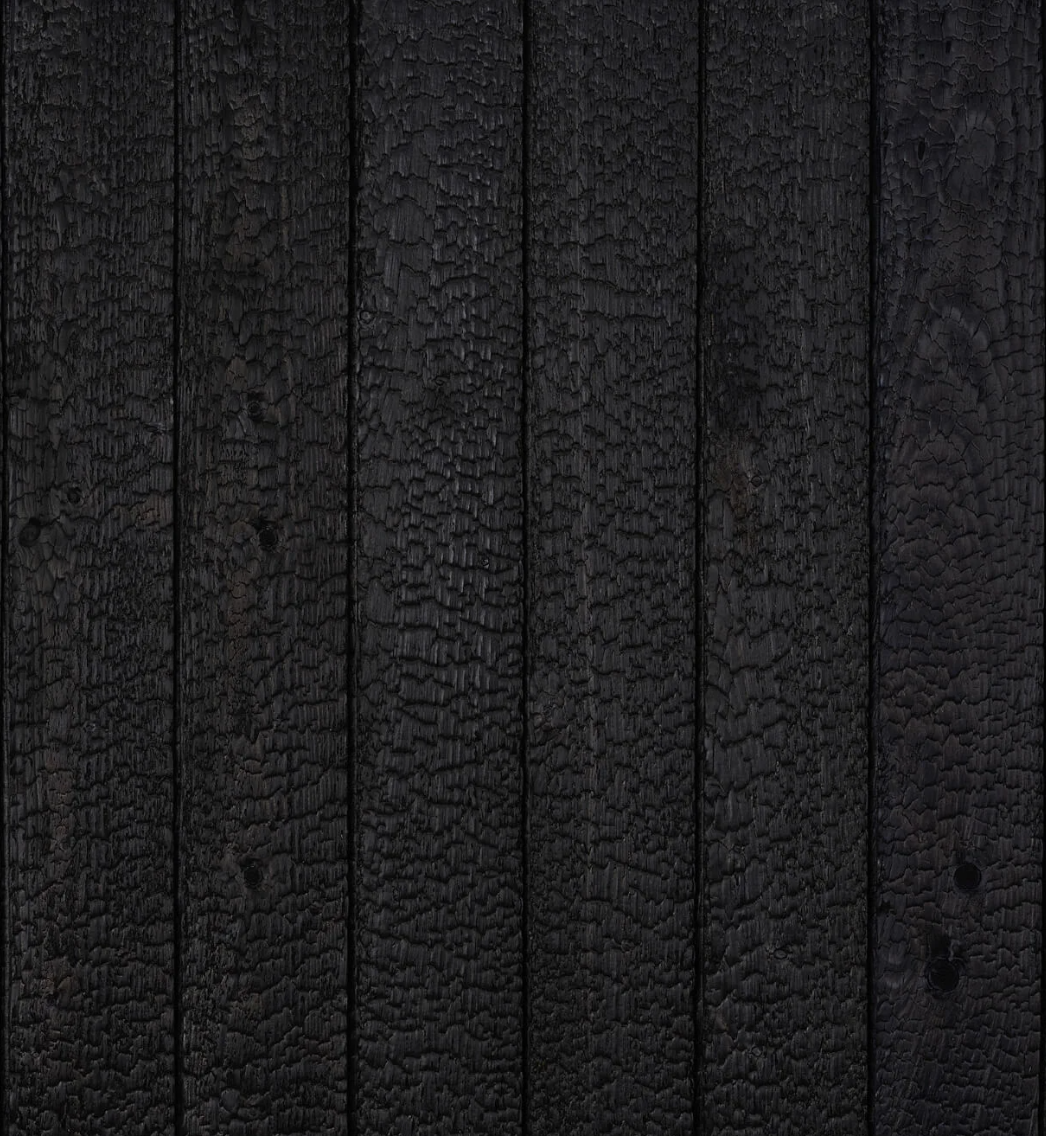 Bardage en bois mélèze brûlé charbon noir intense